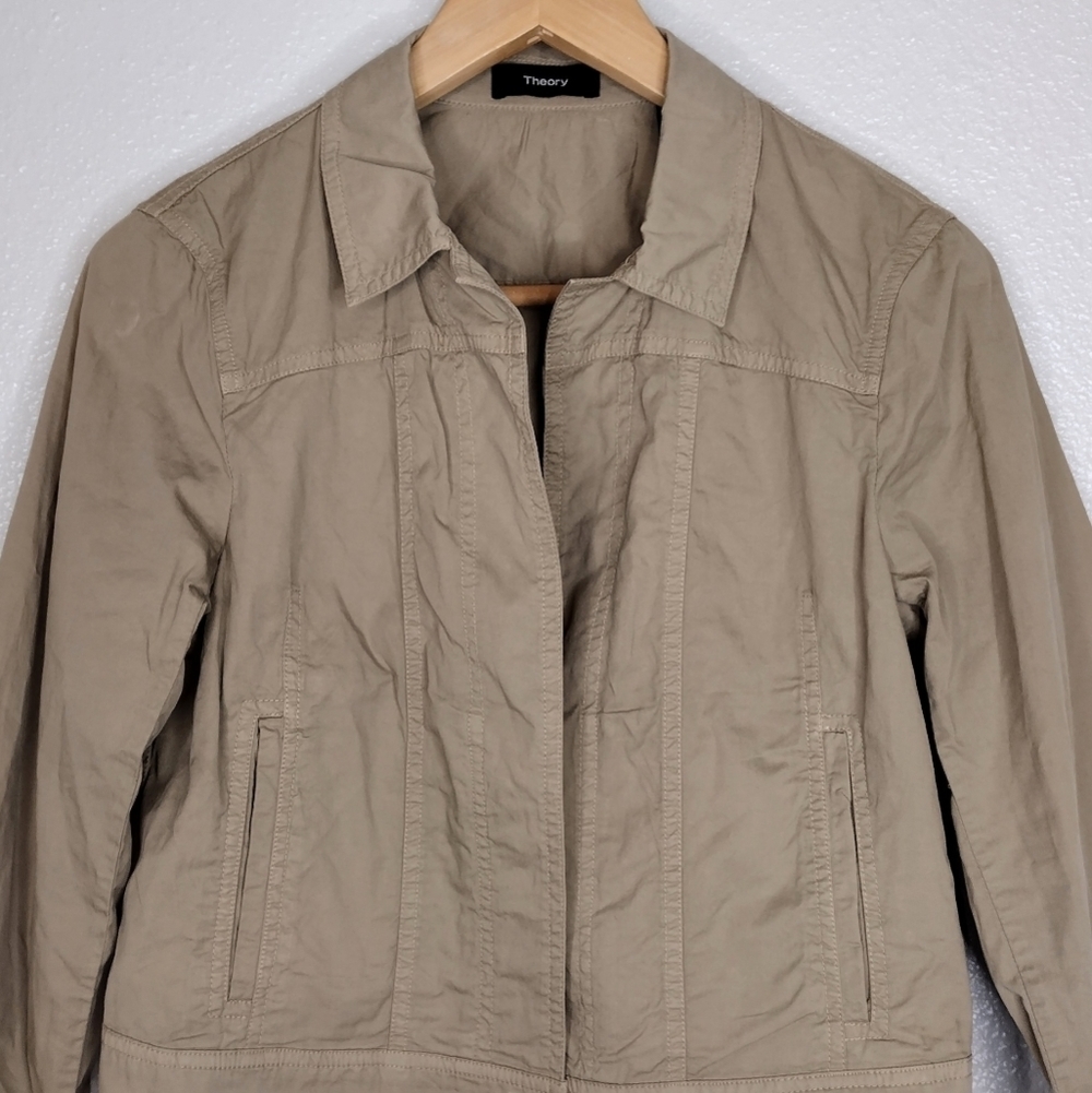 Theory Khaki Button-Down Jacket - Picture 3 of 15